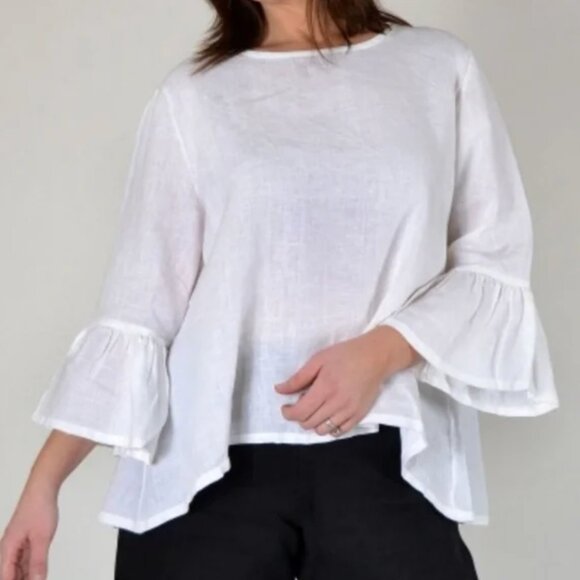 bryn Walker Tops - Bryn Walker White Light Linen Fran Blouse - Size L
